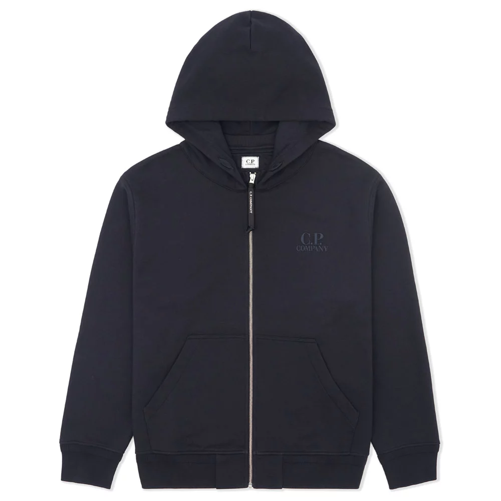 Diagonal Raised Fleece Full Zip Logo Hoodie