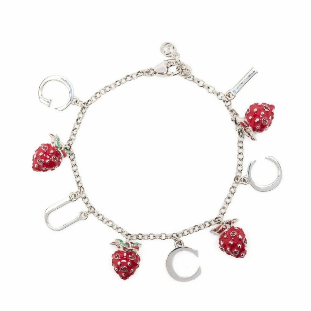 Logo Strawberry Charm Link Bracelet