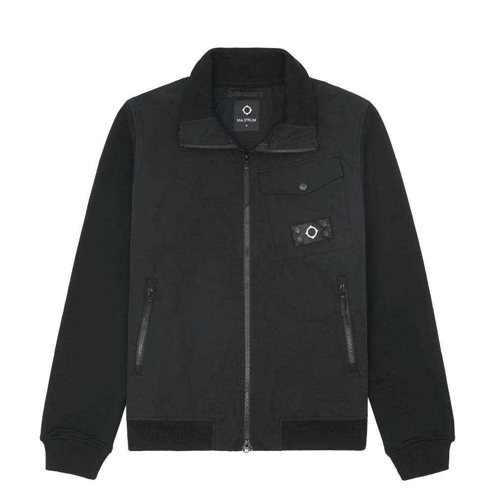 Full Zip Mixed Media Overshirt