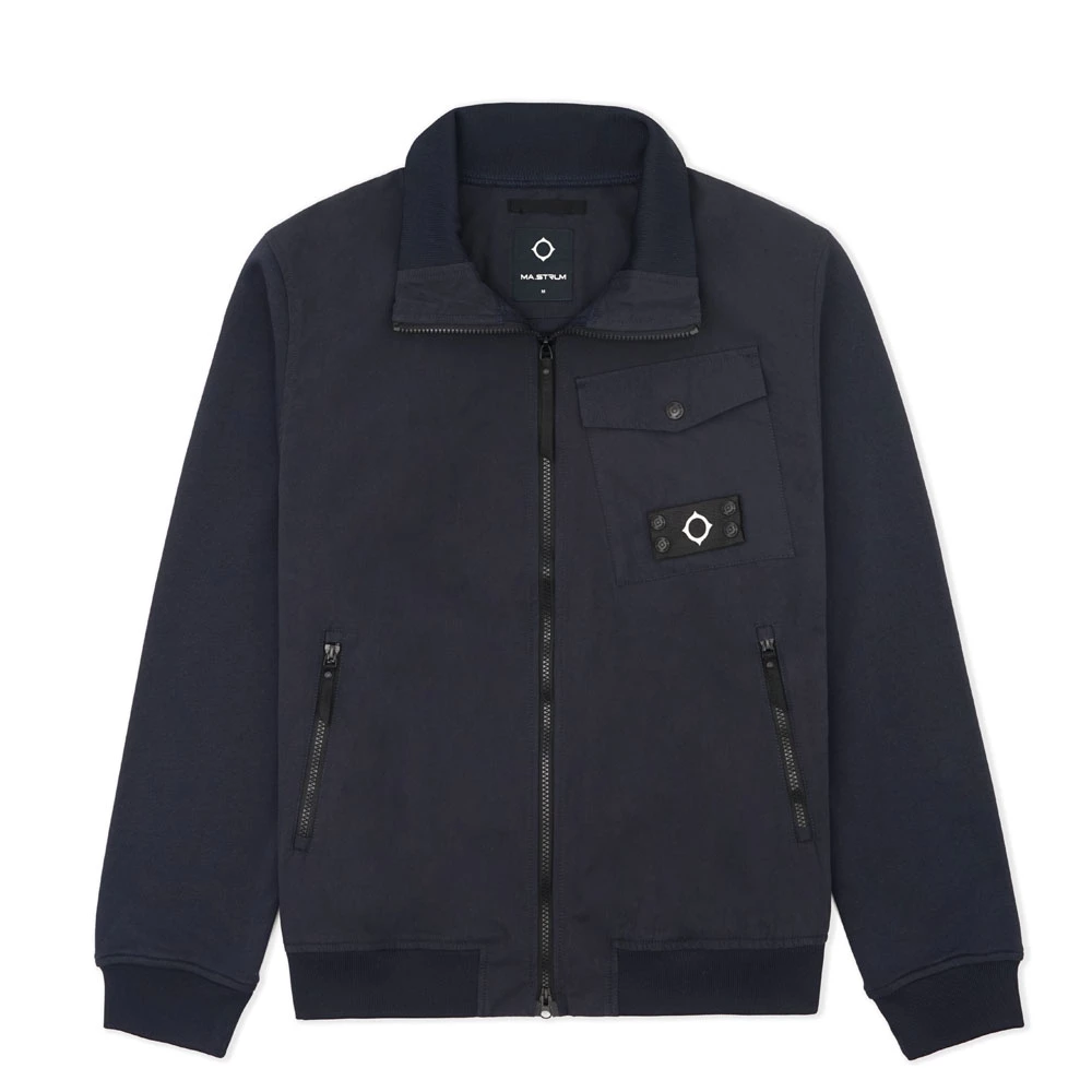 Full Zip Mixed Media Overshirt