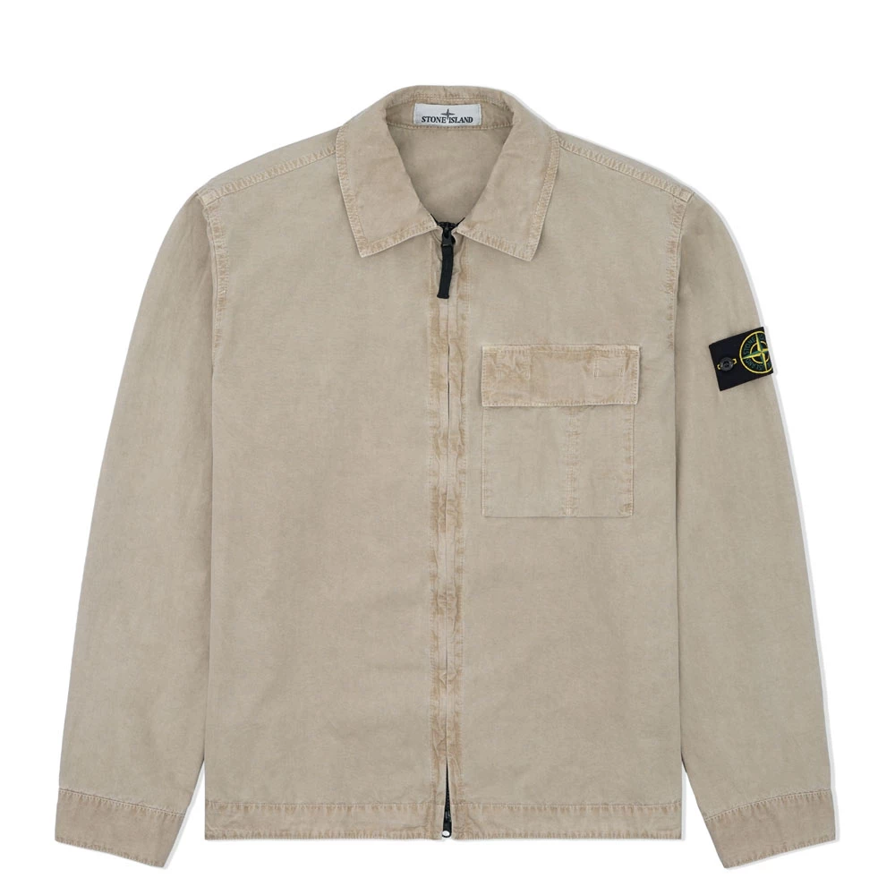 Brushed Organic Cotton Canvas Old Effect Overshirt